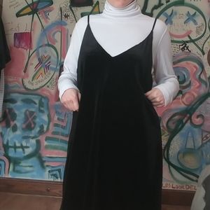 Oversize black velvet dress